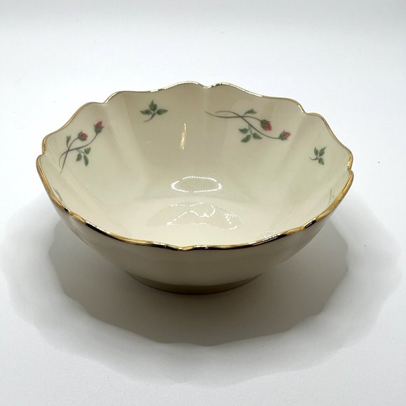 Lenox Rose Manor Small Bowl Pink Roses Gold Trim Scalloped - USA - Picture 2 of 5